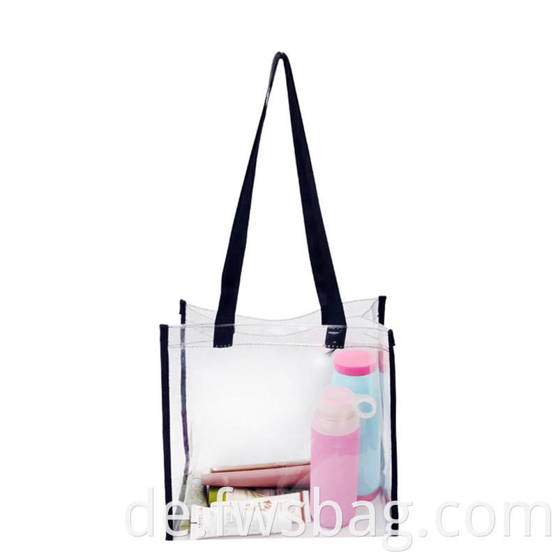 Custom High Quality Ecommerce Store 12x6x12 Inches Pvc Transparent Women Handbag Shoulder Style Beach Clear Tote Bag2